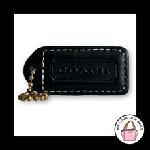 Load image into Gallery viewer, COACH Y2K VINTAGE Hang Tag 2" Black Leather Bag Charm Keychain Fob Brass Medium
