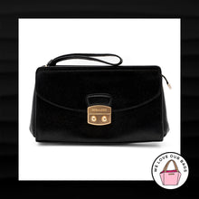 Load image into Gallery viewer, NEW $275 COACH Large FLAP CLUTCH Black Crossgrain Leather Brass Wristlet 38682
