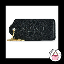 Load image into Gallery viewer, COACH HANG TAG 2.25" Black Pebbled Leather Bag Charm Keychain Fob New York Brass
