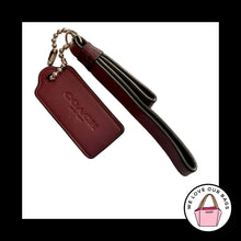 Load image into Gallery viewer, 2 pc LOT COACH New York Burgundy Leather Tassel Hang Tag Fob Bag Charm Keychain
