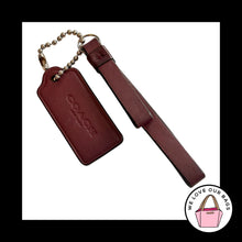 Load image into Gallery viewer, 2 pc LOT COACH New York Burgundy Leather Tassel Hang Tag Fob Bag Charm Keychain

