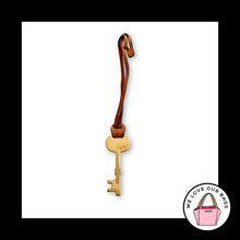 Load image into Gallery viewer, FOSSIL KEY Gold Brass Metal Brown Leather Strap Bag Charm Hang Tag Keychain Fob
