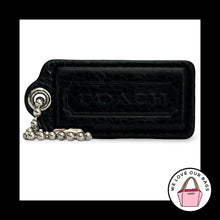 Load image into Gallery viewer, COACH HANG TAG 2.25" Black Smooth Leather Bag Charm Keychain Fob Nickel Large
