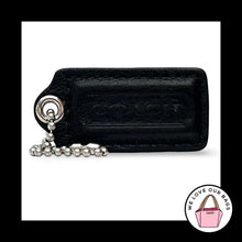 Load image into Gallery viewer, COACH HANG TAG 2" Black Pebbled Leather Nickel Bag Charm Keychain Fob Medium
