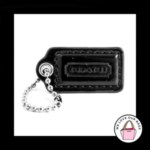 1.5" Small COACH BLACK Patent Leather Nickel Key Fob Bag Charm Keychain Hang Tag