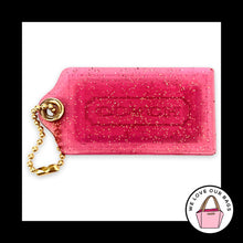 Load image into Gallery viewer, XL 3.5" COACH POPPY Glitter Hang Tag Pink Acrylic Plastic Bag Charm Keychain Fob
