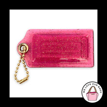 Load image into Gallery viewer, XL 3.5" COACH POPPY Glitter Hang Tag Pink Acrylic Plastic Bag Charm Keychain Fob
