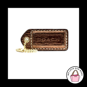 2" Y2K VINTAGE COACH Copper Metallic Leather Fob Bag Charm Keychain Hang Tag