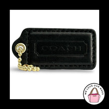 Load image into Gallery viewer, Rare COACH HANG TAG 2.5" Black Smooth Leather Bag Charm Keychain Fob Brass Large
