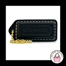 Load image into Gallery viewer, COACH Y2K VINTAGE Hang Tag 2" Black Leather Bag Charm Keychain Fob Brass Medium
