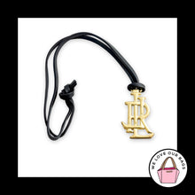Load image into Gallery viewer, RALPH LAUREN Black Gold Bag Charm Hang Tag Keychain Fob - Leather Brass Metal

