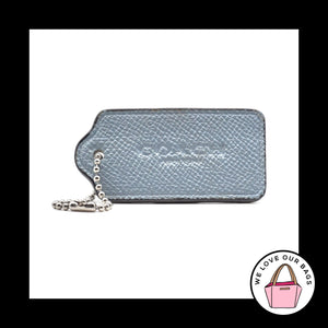 2.5" Large COACH NEW YORK Blue Pebbled Leather Fob Bag Charm Keychain Hang Tag
