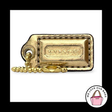 Load image into Gallery viewer, COACH POPPY Hang Tag 1.5" Gold Mirrored Leather Bag Charm Keychain Fob Small
