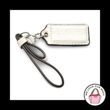 Load image into Gallery viewer, 2 pc Lot COACH White Patent Leather Tassel Loop &amp; HangTag Key Fob Charm Keychain
