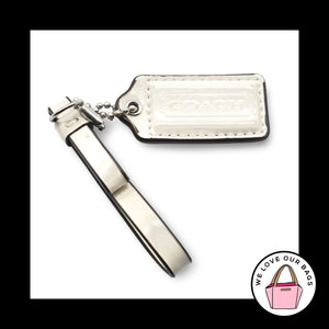 2 pc Lot COACH White Patent Leather Tassel Loop & HangTag Key Fob Charm Keychain