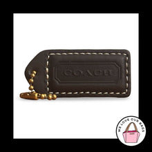 Load image into Gallery viewer, COACH Y2K VINTAGE Hang Tag 2" Brown Leather Bag Charm Keychain Fob Brass Medium
