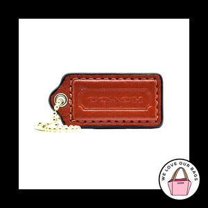 2" Medium COACH Burnt Orange Leather Brass Key Fob Bag Charm Keychain Hang Tag