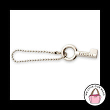 Load image into Gallery viewer, Y2K Vintage FOSSIL KEY Silver Nickel Metal on Ball Chain Bag Charm Hang Tag Fob
