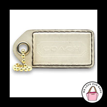 Load image into Gallery viewer, COACH Y2K VINTAGE Hang Tag 2.5 White Leather Brass Bag Charm Keychain Fob Large
