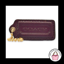 Load image into Gallery viewer, COACH HANG TAG 2.25" Purple Bag Charm Keychain Fob Leather Brass Large
