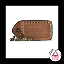 Load image into Gallery viewer, COACH Y2K VINTAGE Hang Tag 1.5" Saddle Brown &amp; Red Leather Bag Charm Keychain
