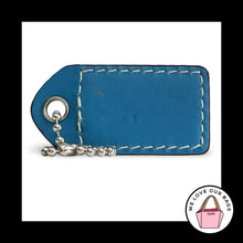 Load image into Gallery viewer, COACH Y2K VINTAGE Hang Tag 2.5" Green Blue Stripe Leather Bag Charm Keychain Fob
