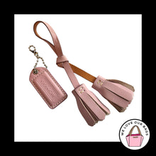 Load image into Gallery viewer, 2 Lot VINTAGE Y2K COACH Purple Lilac Saddle Leather Tassel HangTag Bag Charm Fob
