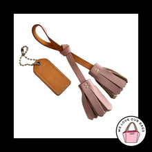 Load image into Gallery viewer, 2 Lot VINTAGE Y2K COACH Purple Lilac Saddle Leather Tassel HangTag Bag Charm Fob
