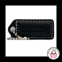 Load image into Gallery viewer, COACH Y2K VINTAGE Hang Tag 2" Black Leather Bag Charm Keychain Fob Nickel
