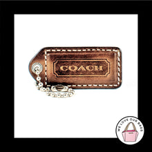 Load image into Gallery viewer, 2&quot; Medium VINTAGE COACH Brown Leather Nickel Key Fob Bag Charm Keychain Hang Tag
