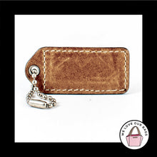 Load image into Gallery viewer, 2&quot; Medium VINTAGE COACH Brown Leather Nickel Key Fob Bag Charm Keychain Hang Tag
