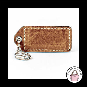 2" Medium VINTAGE COACH Brown Leather Nickel Key Fob Bag Charm Keychain Hang Tag
