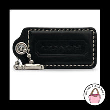 Load image into Gallery viewer, COACH HANG TAG 2.5" Black Smooth Leather Bag Charm Keychain Fob Nickel Large

