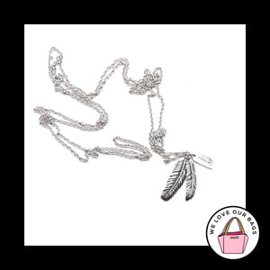 New $195 Rare COACH STERLING SILVER 925 Feather Charm 36" Long Chain Necklace