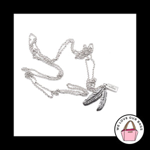 New $195 Rare COACH STERLING SILVER 925 Feather Charm 36" Long Chain Necklace