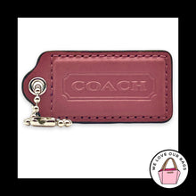 Load image into Gallery viewer, COACH HANG TAG 2.5" Dark Pink Mauve Leather Bag Charm Keychain Fob Nickel Large
