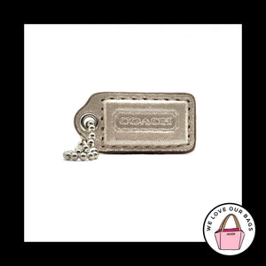 1.5" Small COACH Silver Shimmer Leather Nickel Fob Bag Charm Keychain Hang Tag