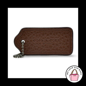2" COACH NEW YORK Brown Pebbled Leather Gunmetal Fob Bag Charm Keychain Hang Tag