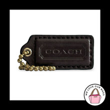 Load image into Gallery viewer, COACH HANG TAG 2" Chocolate Brown Leather Bag Charm Keychain Fob Brass Medium

