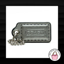 Load image into Gallery viewer, COACH HANG TAG 1.5" Bag Charm Keychain Fob Silver Metallic Leather Nickel Small
