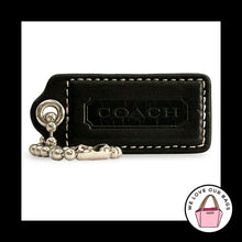 Load image into Gallery viewer, COACH HANG TAG 2.25" Black Smooth Leather Bag Charm Keychain Fob Nickel Large
