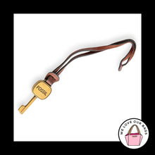 Load image into Gallery viewer, FOSSIL KEY Gold Brass Metal Brown Leather Strap Bag Charm Hang Tag Keychain Fob
