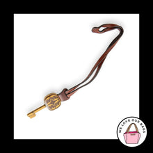 Load image into Gallery viewer, FOSSIL KEY Gold Brass Metal Brown Leather Strap Bag Charm Hang Tag Keychain Fob
