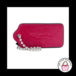2.5" COACH NEW YORK Pink Patent Leather Nickel Fob Bag Charm Keychain Hang Tag
