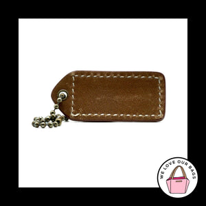 VINTAGE COACH Camel Suede Leather Antique Brass Fob Bag Charm Keychain Hang Tag