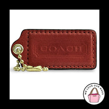 Load image into Gallery viewer, COACH HANG TAG 2.5" Burnt Orange Leather Bag Charm Keychain Fob Brass Large
