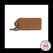 Load image into Gallery viewer, 2&quot; VINTAGE COACH Camel Suede Saddle Antique Brass Bag Charm Keychain Hang Tag
