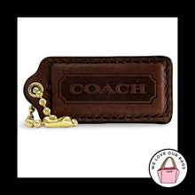 Load image into Gallery viewer, COACH HANG TAG 2.25" Brown Smooth Leather Bag Charm Keychain Fob Brass Large
