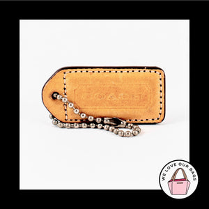 2" VINTAGE COACH Natural Saddle Leather Nickel Fob Bag Charm Keychain Hang Tag