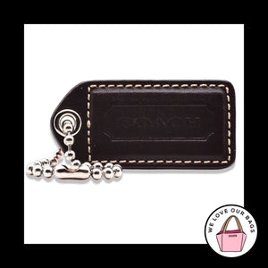 2.5" Large Y2K VINTAGE COACH Brown Leather Key Fob Bag Charm Keychain Hang Tag